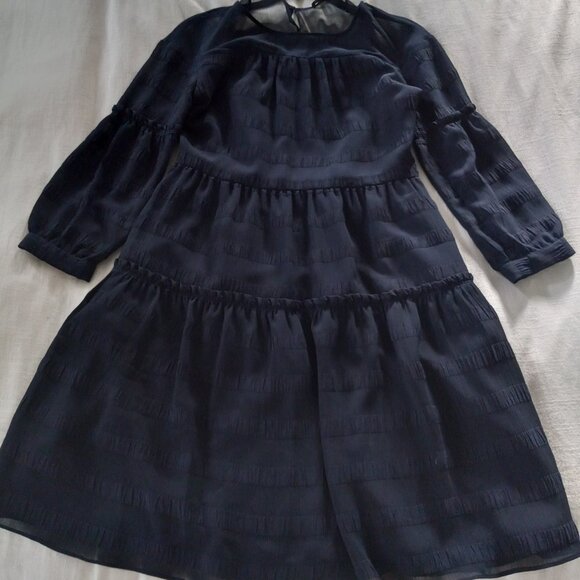 Banana Republic Tiered Ruffle Dress in Navy - Picture 2 of 6
